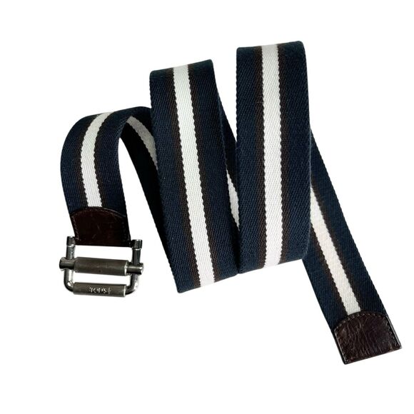 RARE! Tod’s Striped Canvas Webbing Belt Clam Metal Buckle 95cm/37.5” Italy Made - Picture 1 of 8